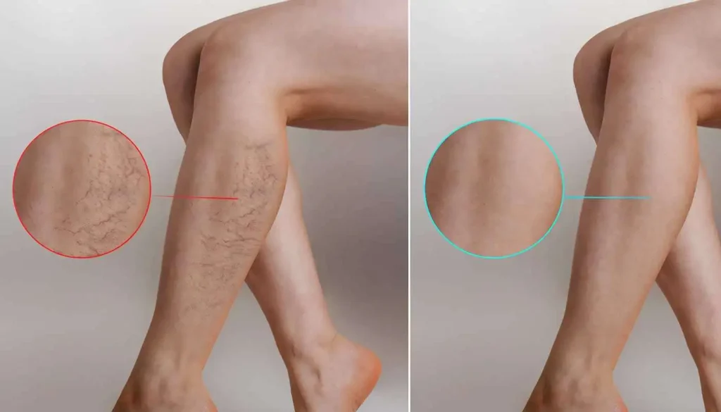 Spider veins treatment before after results